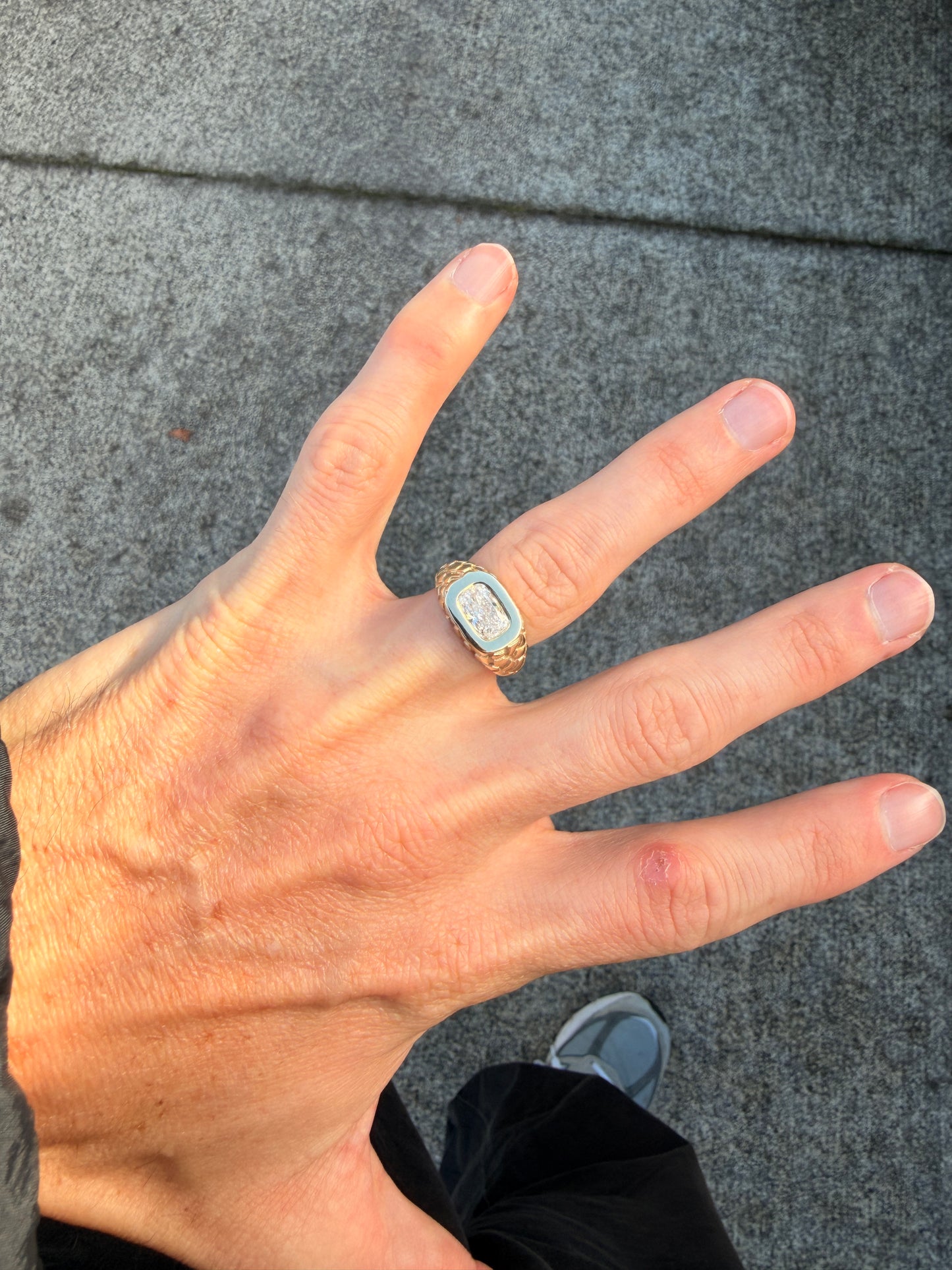 Nugget Cushion Diamond Ring