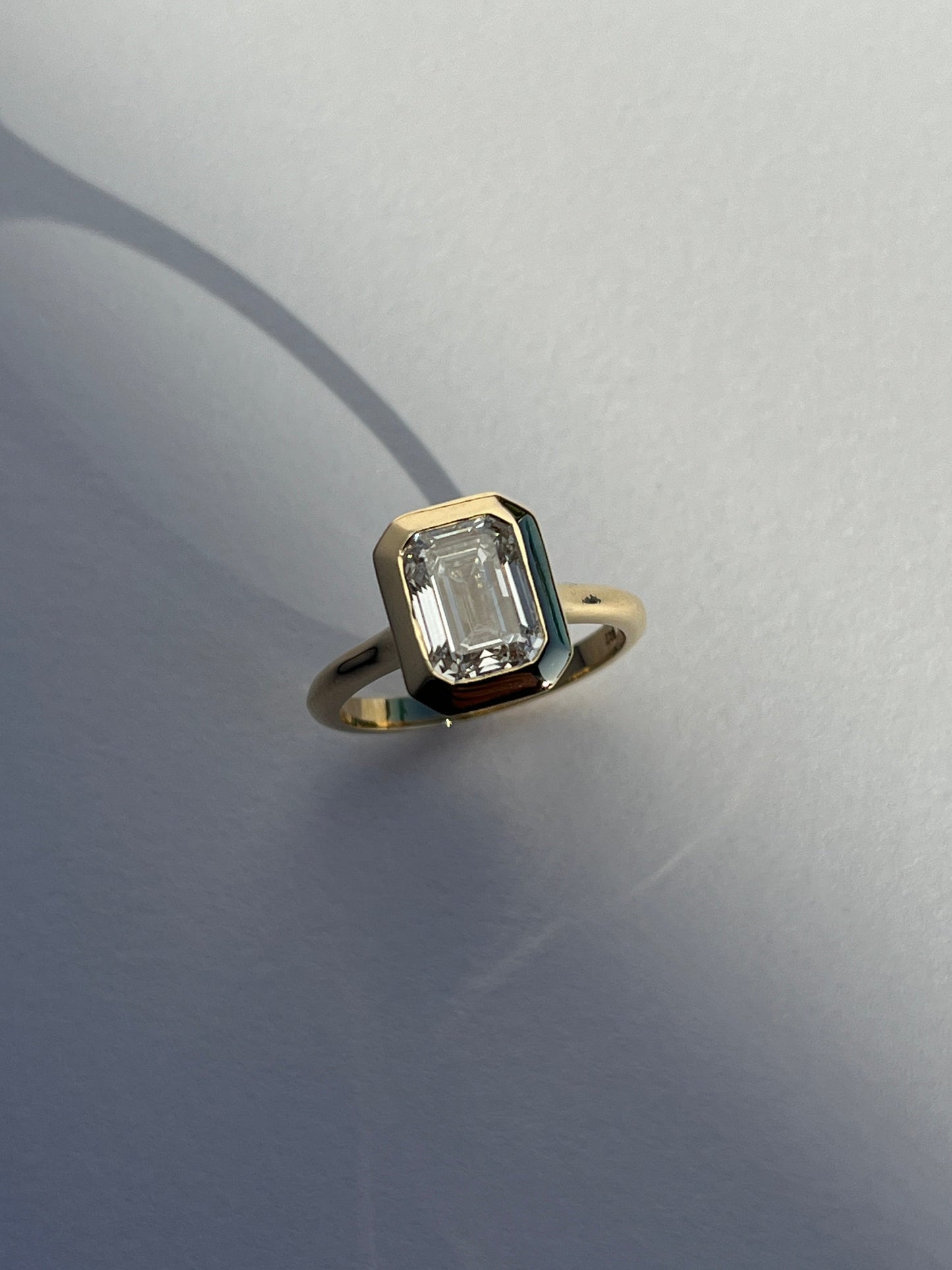 Bezel Set Emerald Diamond Engagement Ring