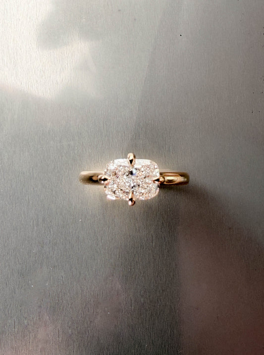 East West 1.5ct Natural Diamond Engagement Ring