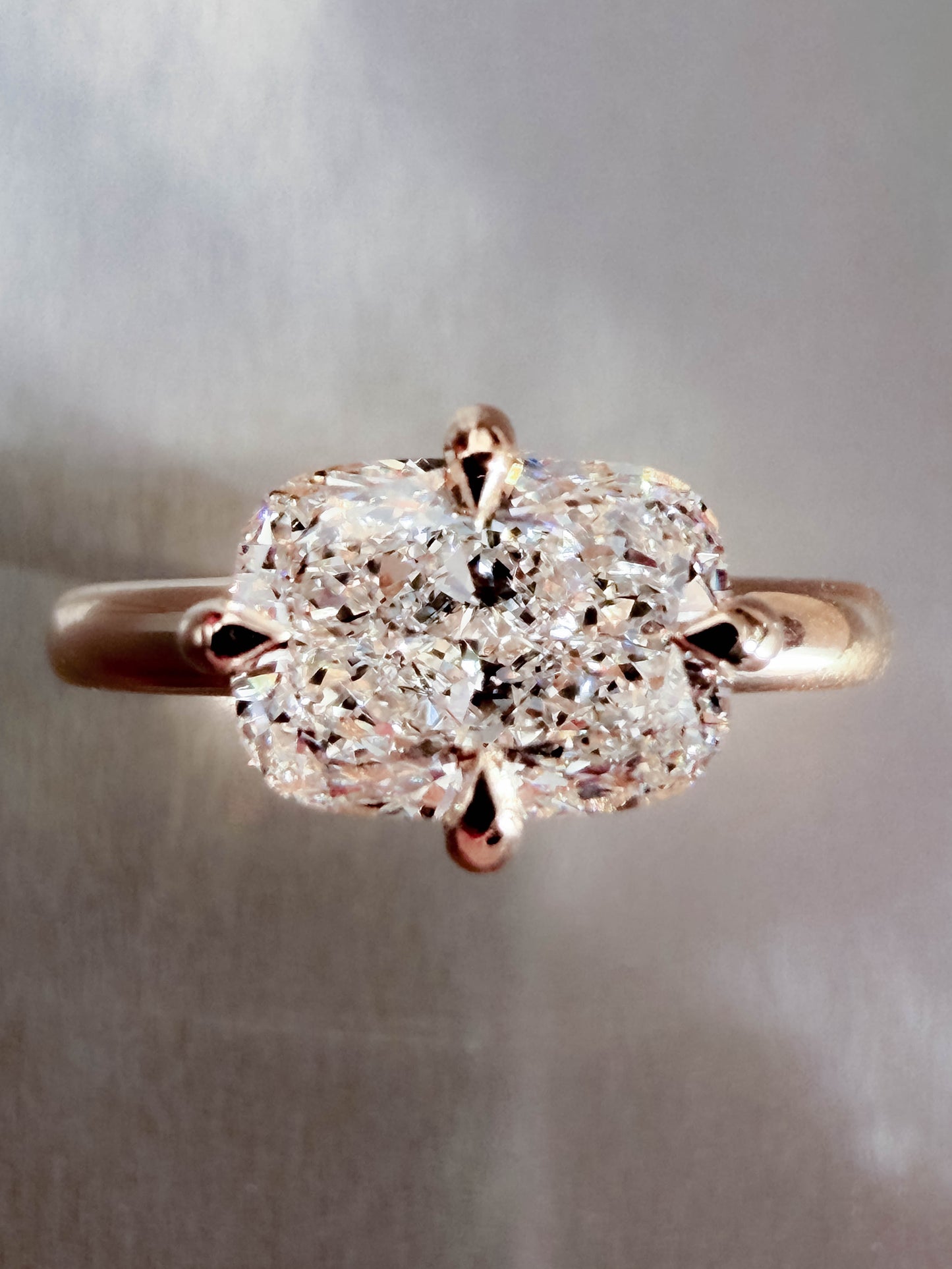 East West 1.5ct Natural Diamond Engagement Ring