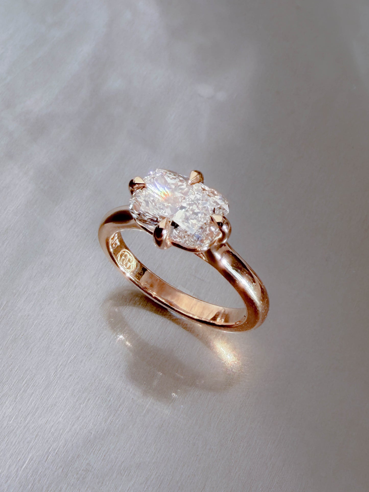 East West 1.5ct Natural Diamond Engagement Ring