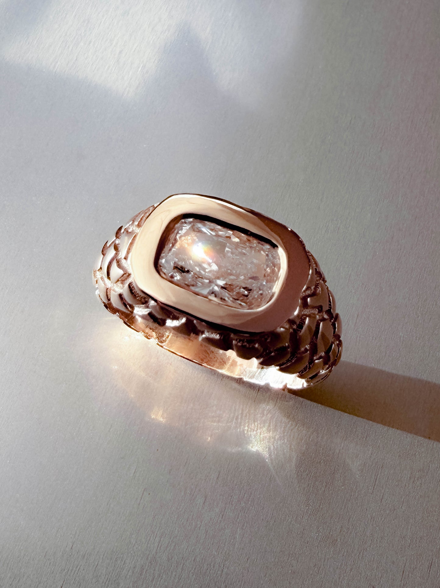 Nugget Cushion Diamond Ring