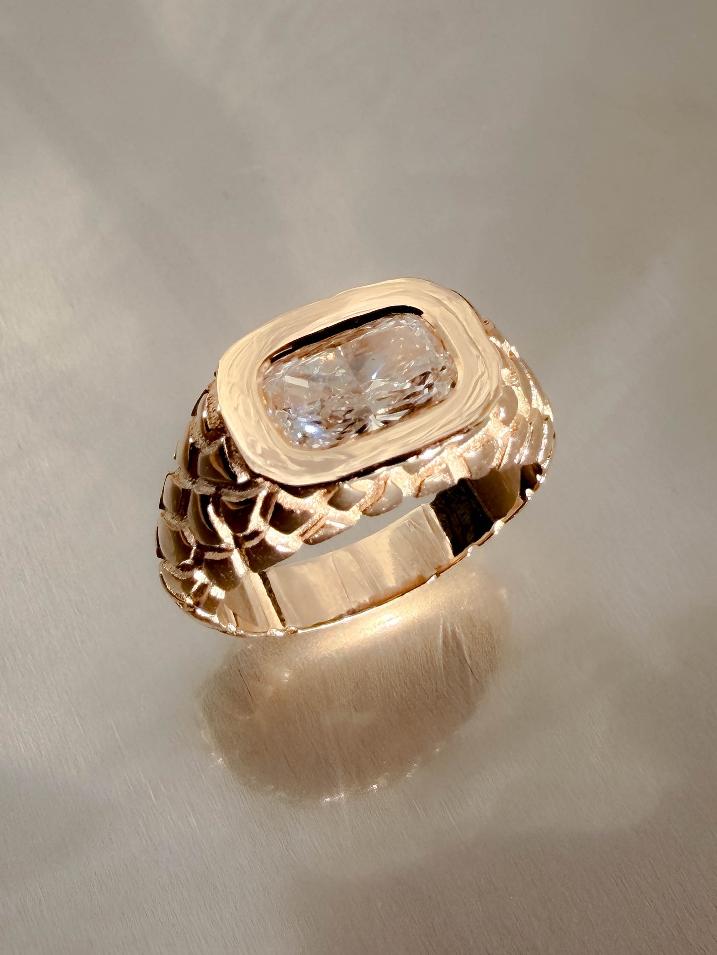 Nugget Cushion Diamond Ring