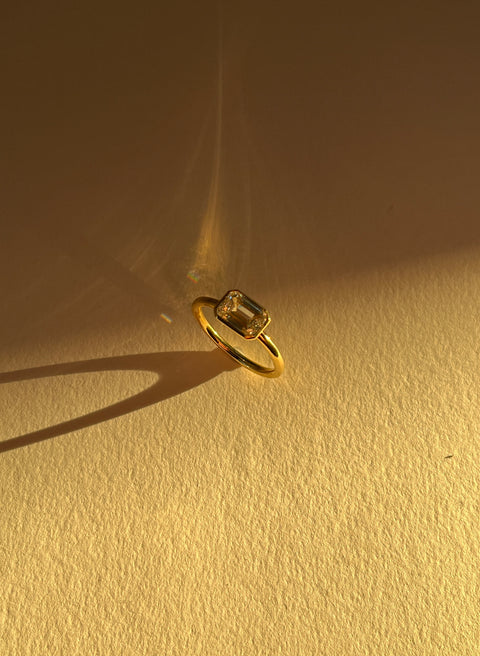 Bezel Set Emerald Diamond Engagement Ring