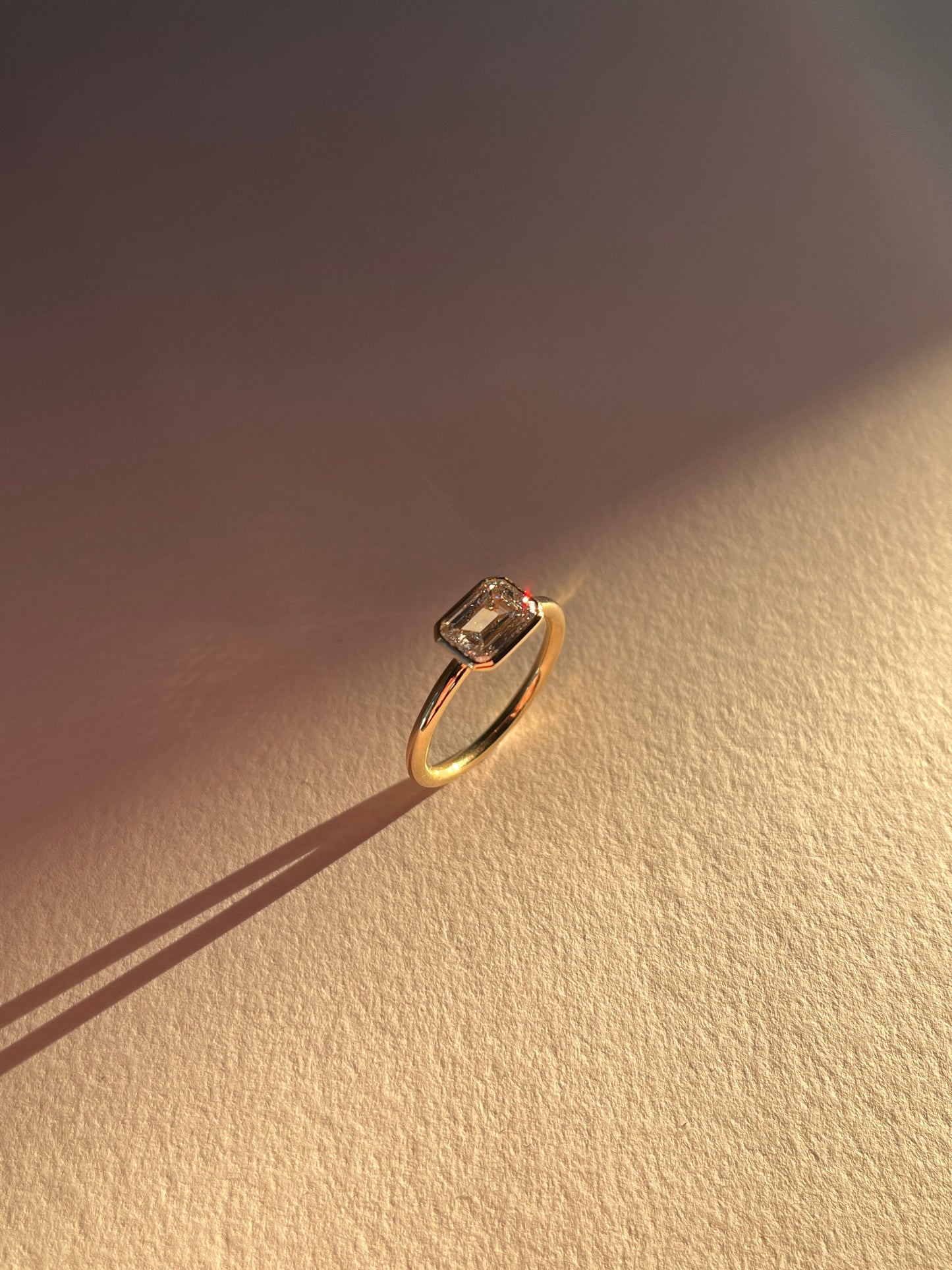 Bezel Set Emerald Diamond Engagement Ring
